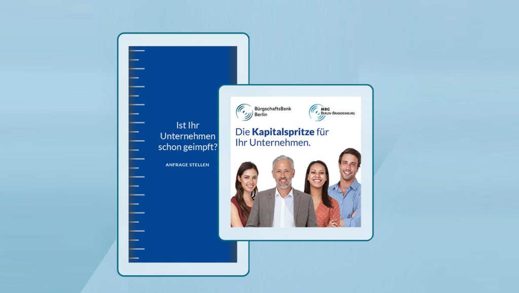 Banner für das Display Advertising der Digital-Marketing-Kampagne der BürgschaftsBank Berlin